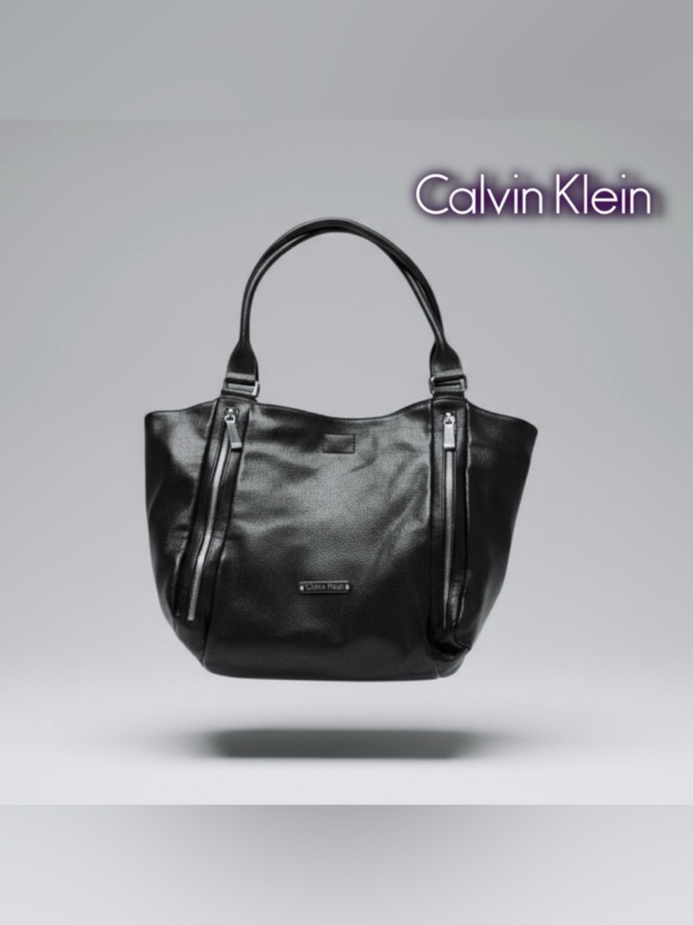 Calvin Klein Reversible Black Taupe Grey Women's Tote Bag Shoulder Purse
